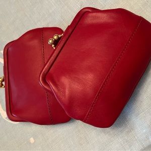 Vintage red leather Coach change purses